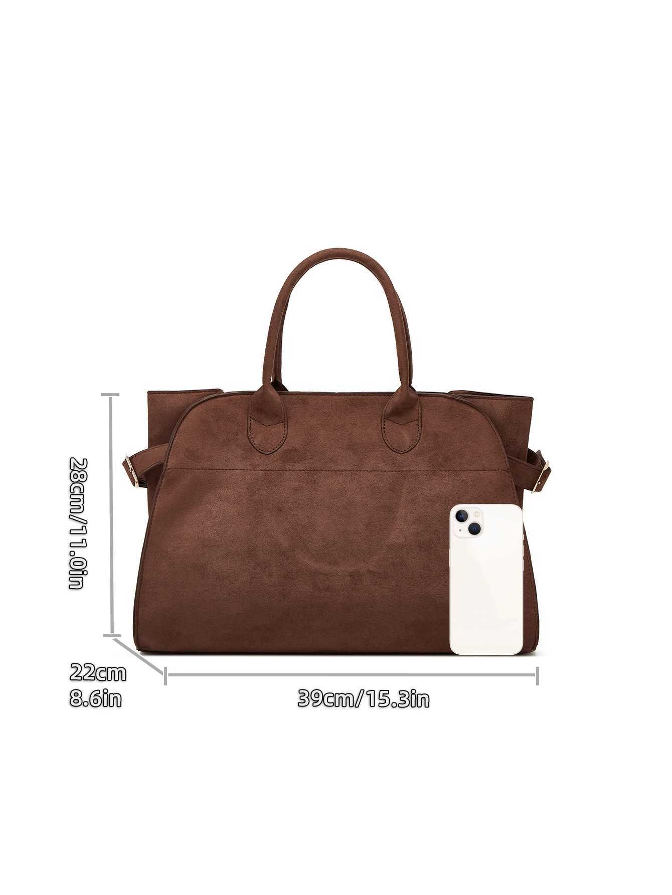Stylish and Elegant Womens Suede Commuter Tote Bag Large Capacity Portable Briefcase Travel Bag Z250509
