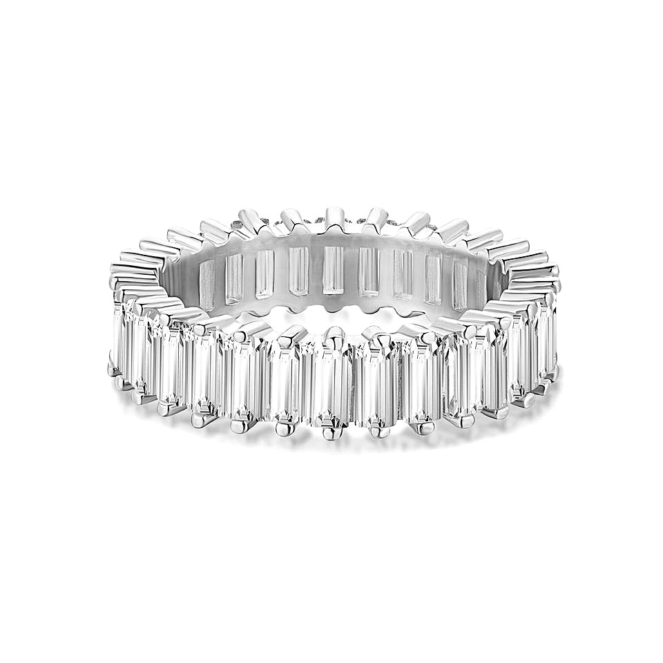 New 925 Sterling Silver Ring for Women, Candy-Shaped Design with Row of Diamonds, Fashionable, Non-Tarnish, Trendy Jewelry