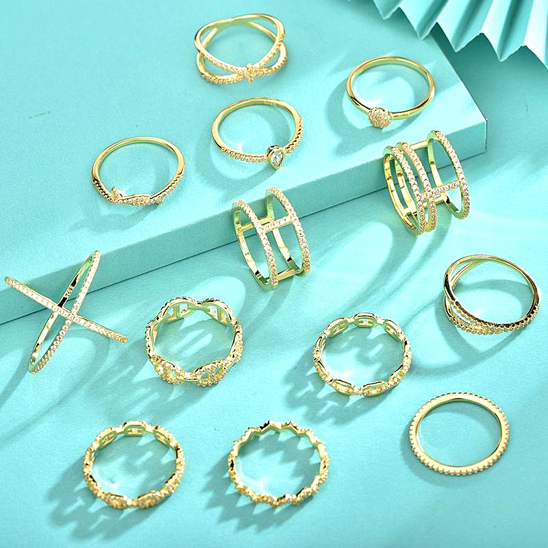 925 Sterling Silver Hollow Geometric Ring with Diamonds, Non-Tarnish, Chain Design, Trendy Women's Jewelry - European & Instagram Style