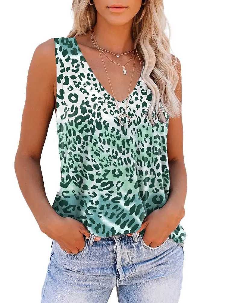 Summer Fashion Tie Dye Gradient 3D Print Tank Tops Womens Oversized V-Neck Sleeveless Camisoles Vest Woman Streetwear ClothingXJ250508