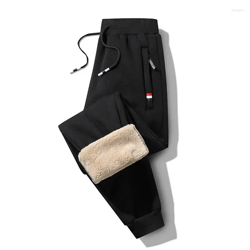 Men's Pants Winter Fleece Warm Casual Jogging Solid Drawstring Bottoms For Fitness Lambswool Like Comfort Z260315