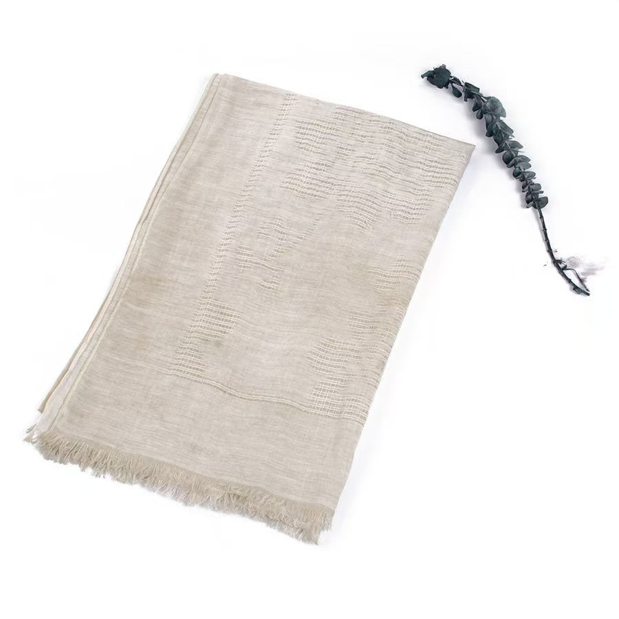 T663 Spring and Autumn Thin Hollow Cotton and Linen Scarf Fashion Solid Color Tassel Shawl Long Decorative Women's Scarf