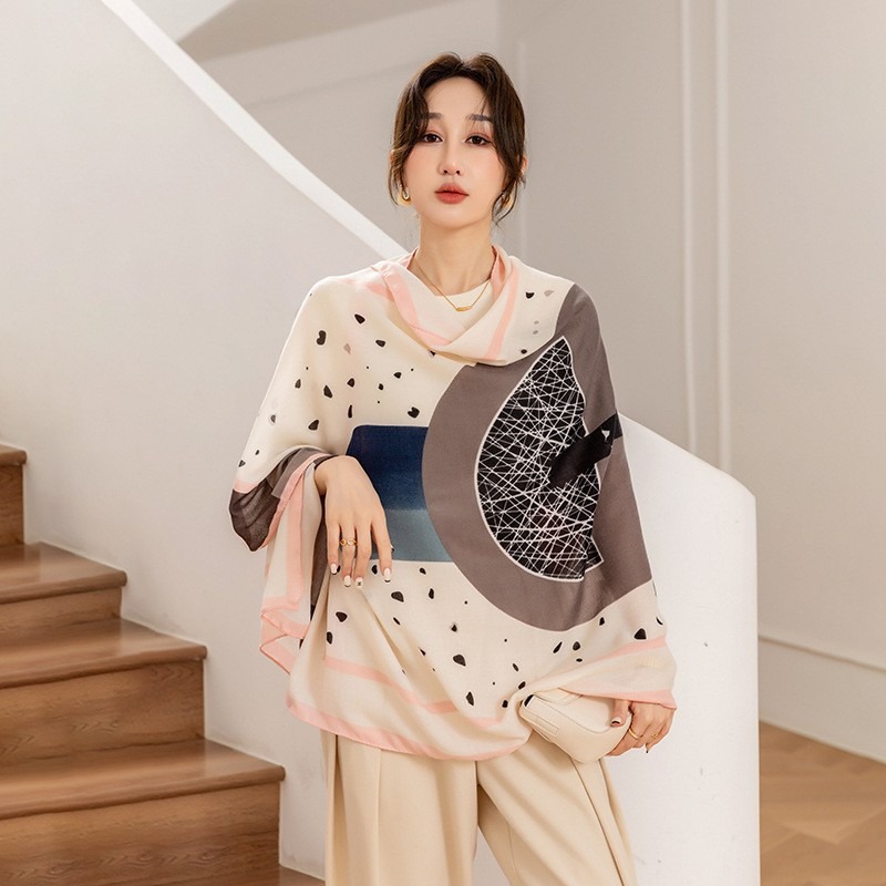 K667 Autumn and winter warm cotton and linen scarf fashionable and versatile silk scarf for women to travel sun protection cape outer wear shawl