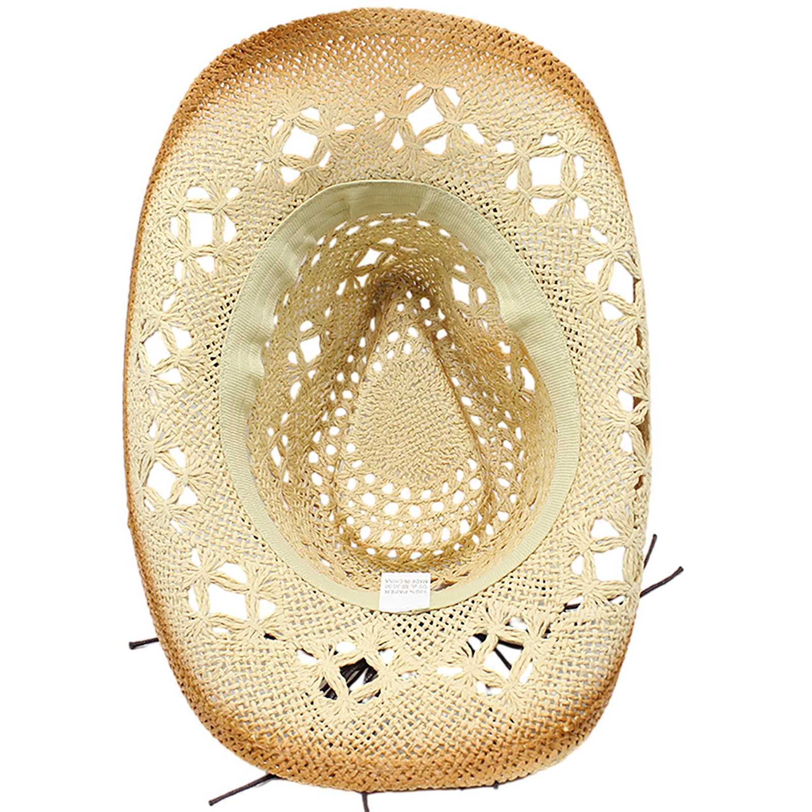 Straw Cowgirl Hat Unisex Beach Hat Cow Boy Hat With Hat Band For Men Women Breathable Lightweight Sun ProtectionXJ250509