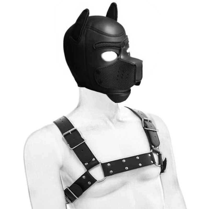 Role Play Costume Puppy Play Dog Hood Party Mask Leather Mens Chest Harness Tail Anal Plug Neck Collar Bdsm Sex Toys for Adults W250509