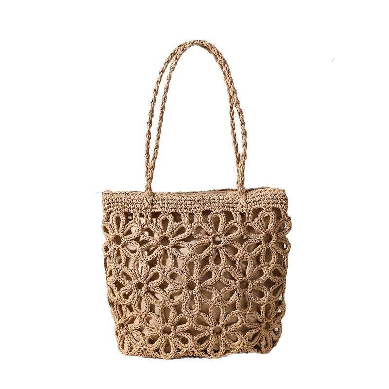 Beach Bag New Straw Hollowed Out Flower Grass Women S One Shoulder Portable Beach Vacation Bag Rattan Woven Bag KQ
