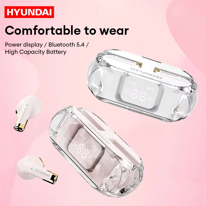 HYUNDAI Y09 Large Capacity Earbuds Wireless Bluetooth 5.4 Earphones Low Lantency HD Call Voice Power Display Headphones