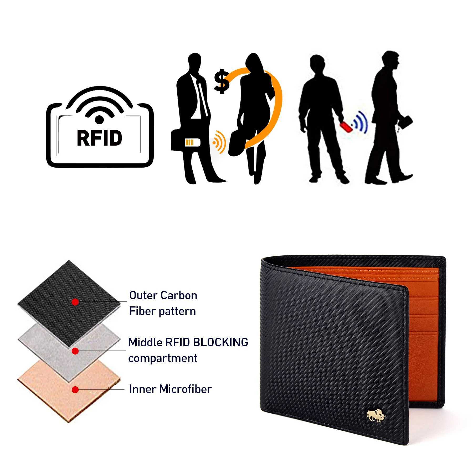 2024 Mens Carbon Fiber Short Wallet Designer RFID Block Card Clip Coin Pocket Wallet Gift Boyfriend Husband Father Z250509