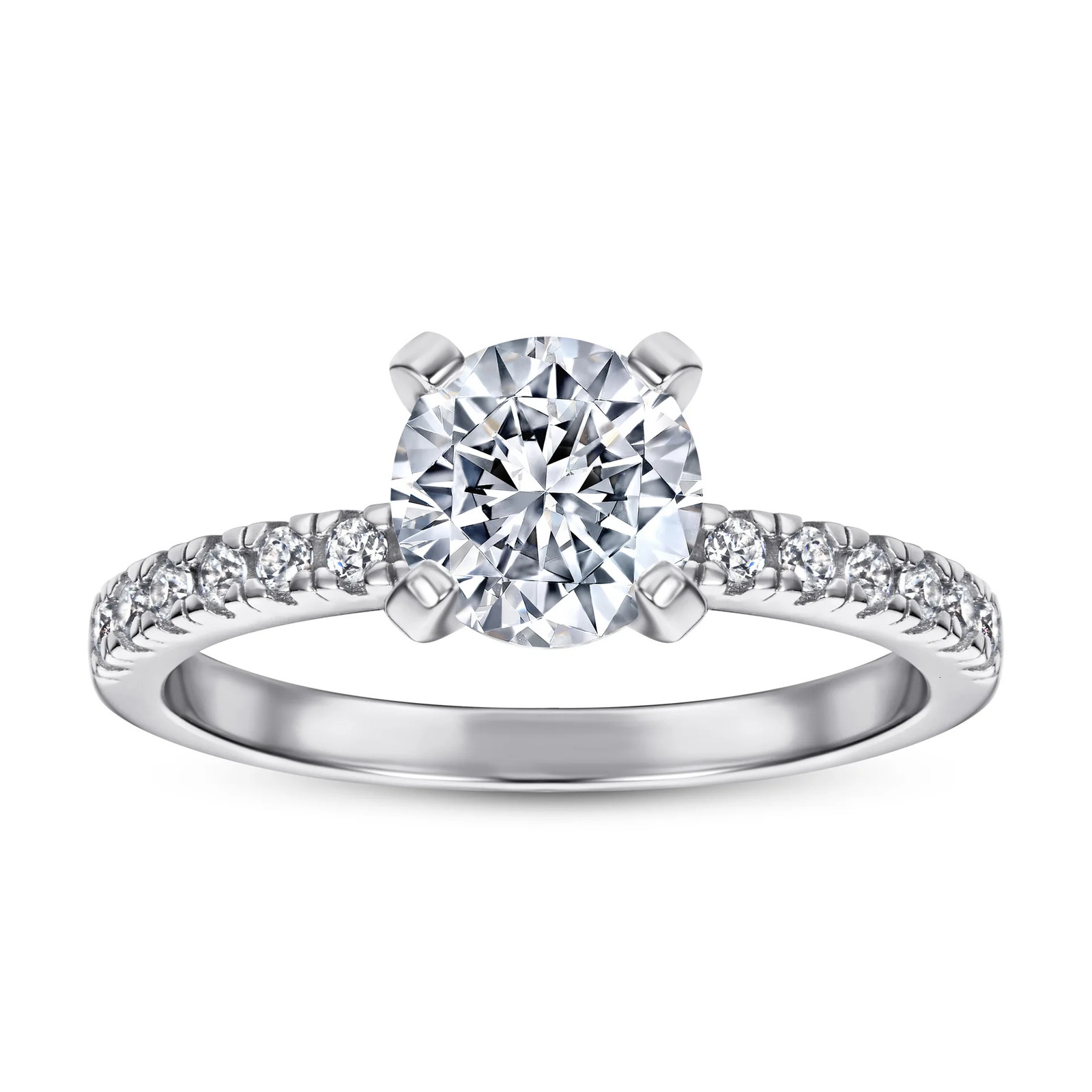 WUIHA Real 925 Sterling Silver Rose Gold Round 7MM VVS1 White Sapphire Created Ring for Women Gift Drop 250509