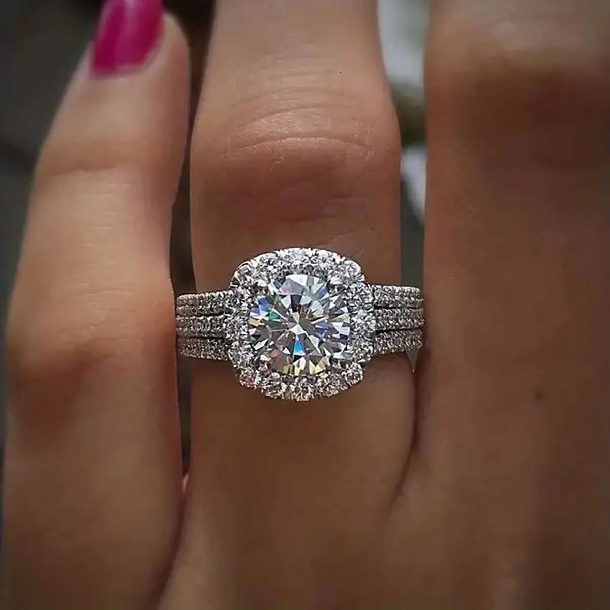Radiant Cut Moissanite Oval Diamond Wedding And Mossinate Cathedral S925 Cubic Zirconia Rings Pink Engagement Ring