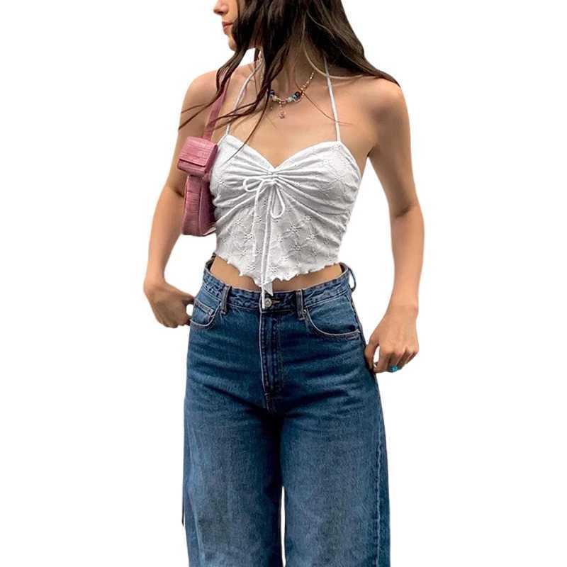 Xingqing y2k camisole top womens Fairycore clothing sleeveless front brushed lace eyes ultra-thin suitable for Camisol 2000s streetwearXJ250508