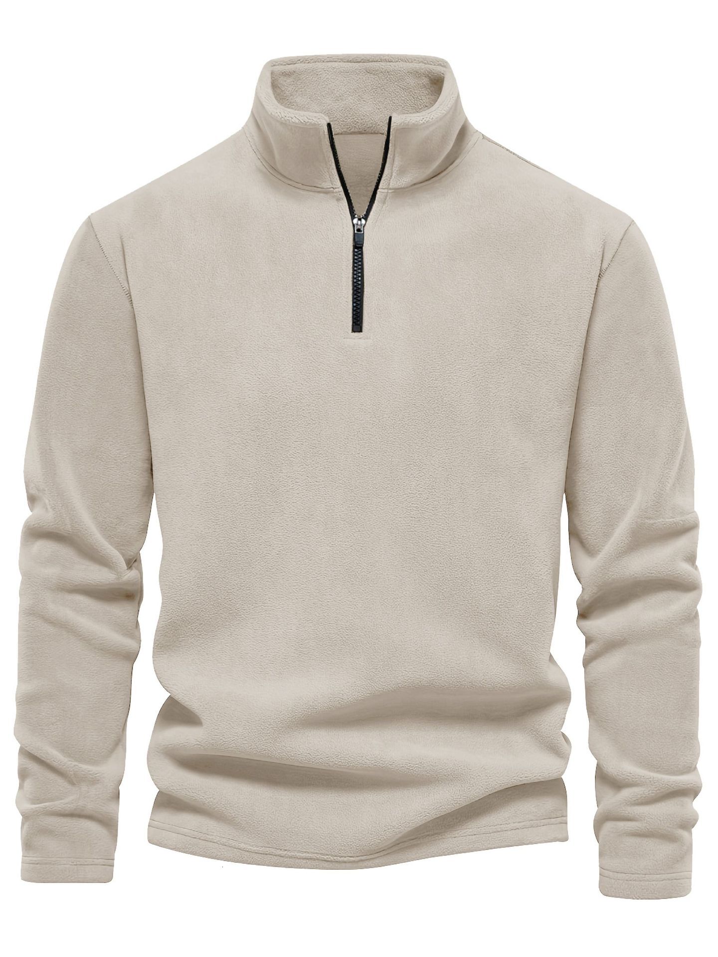 Spring and Autumn New Collection Stand up Collar Half Zipper Long Sleeve Hoodie Trendy Versatile Men's Polar Velvet Top