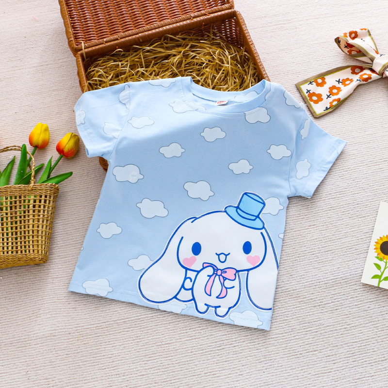 DISNEY Frozen Princess Elsa baby designer clothes Children summer clothes girl short-sleeved printed T-shirt cartoon cotton top.