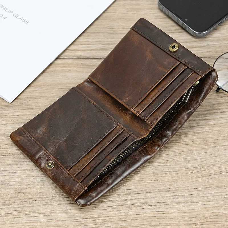 Newsbirds Leather Short Wallet Card Purse Bifold Coins Holder Short Purse Male Leather Mens Wallet Real Cowskin Zipper Wallet Z250621