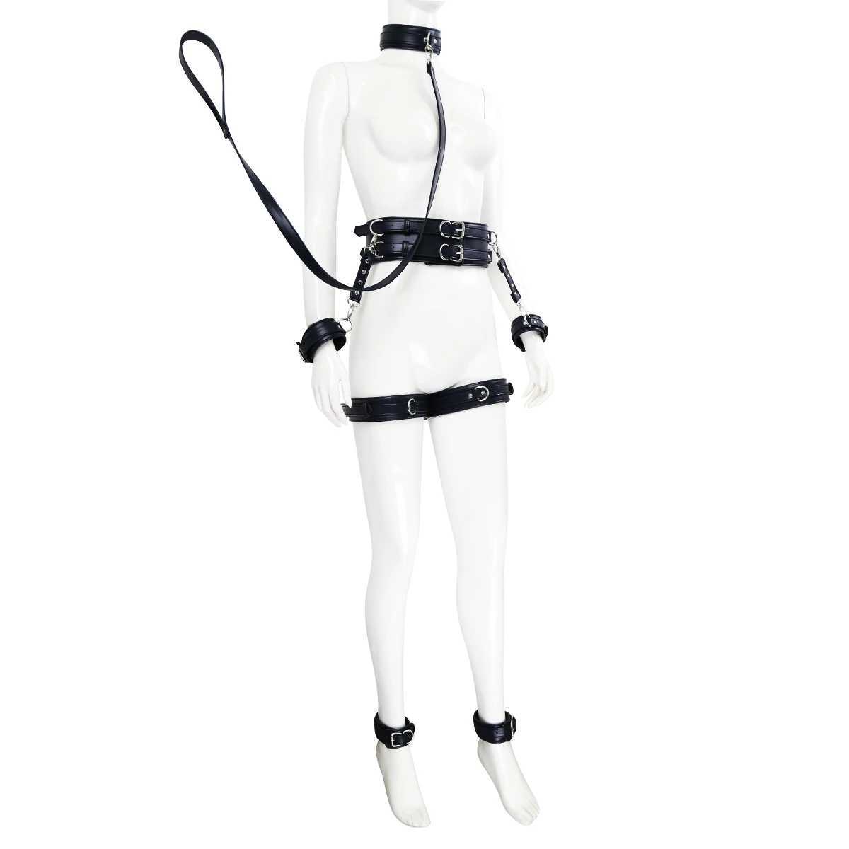Puppy play SM Bondage Kit Collar Waistband Wrist cuffs Ankle brace Thigh cuff Adult Games Restraints Handcuffs Sex Toys W250509 - view 4