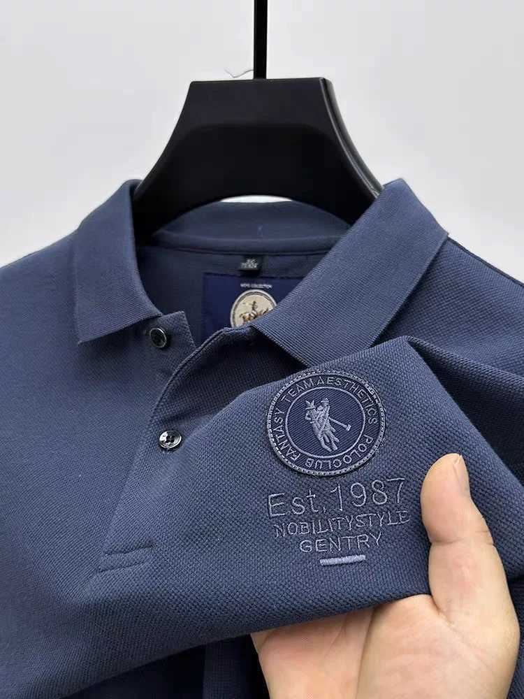 100% Cotton Mens Polo Shirt Short Sleeve Exquisite Embroidered Brand lapel T-shirt 2024 Summer New Breathable Casual Top Z250509-1