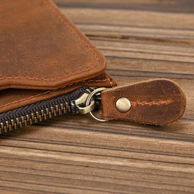 Luufan Mens Genuine Leather Wallet Single Zipper Long Wallet Ultra Thin Wallet Coin Cash Clip Mens Clutch Wallet Z250509