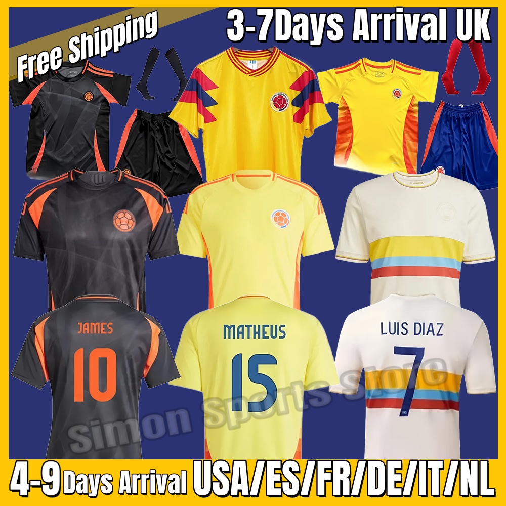 colombia 4XL 24 25 ColOMbiA JAMES Soccer Jerseys Kids Kit CoLUmBIa National Team Football Shirt Set Camisetas 2024 Copa America football jersey ARANGO CUADRADO 1990