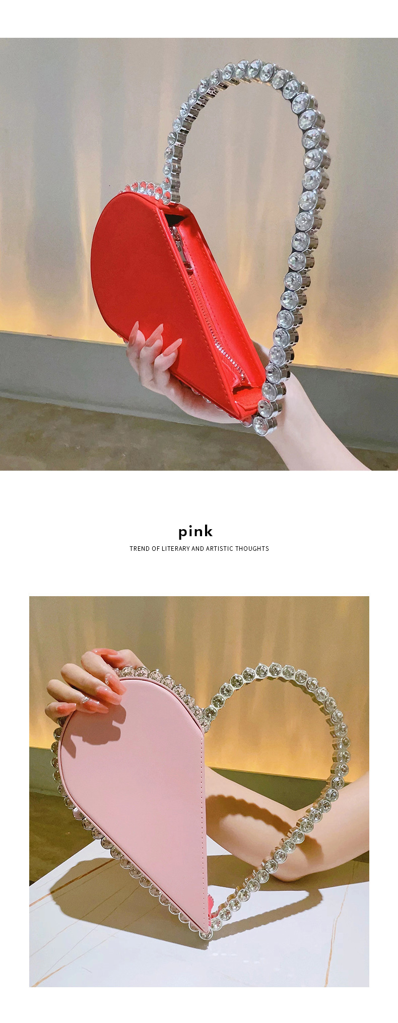 Free Shipping New Love Series Women's Designer Bag Inlaid With Diamonds Love Handbag Internet Celebrity Same Style Wallet High-quality Dinner Dre