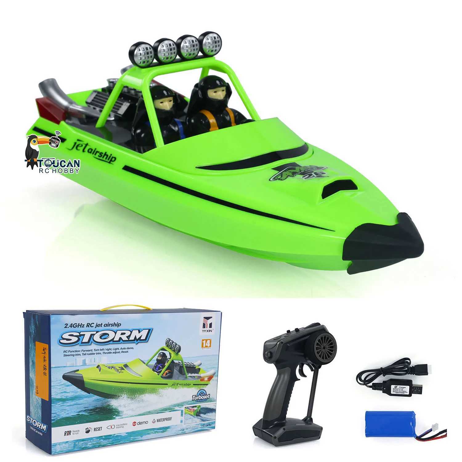 RC RTR Boat Lights Self Righting Jet Ship Toy 2.4G Radio control Racing Boat Outdoor Model Toy for Gift TH23966 X250509