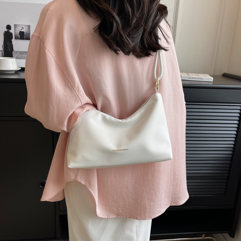 Chic 2025 Minimalist Shoulder Bag - Korean Style Solid Color Crossbody Tote, Women's Large Capacity Work Bag with Top Handle Luxury Texture