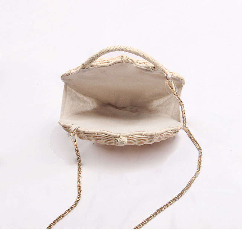 Beach Bag New Shell Shaped Chain Small Rattan Women S Ins Single Shoulder Hand Held Beach Vacation Bag Grass Woven Bag KQ