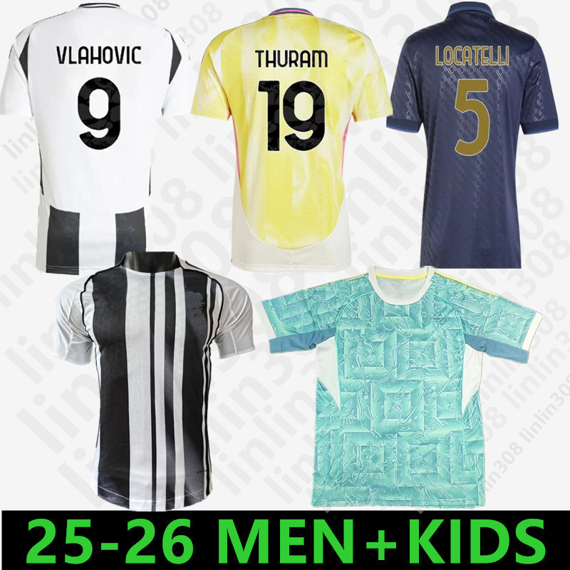 24 25 26 juve Soccer Jerseys VLAHOVIC Yildiz McKENNIE BREMER Douglas Luiz Maglia 2025 2026 Thuram Kalulu Gatti Cambiaso Danilo Juventusfans player Kits Mens Kids