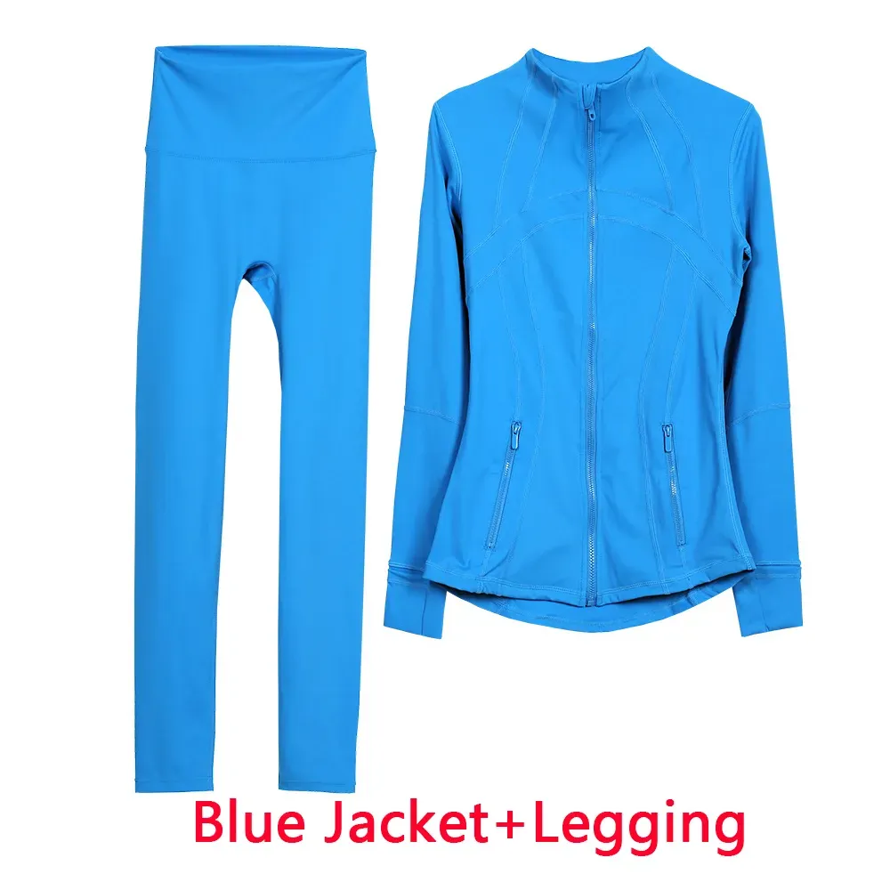 Women Designer Jacke Set Gym Set Short Yoga Jacket Workout Elastic Waist Leggings Fiess Quick Dry Fiess Activewear Sweatshirt Zip Up Sportwear