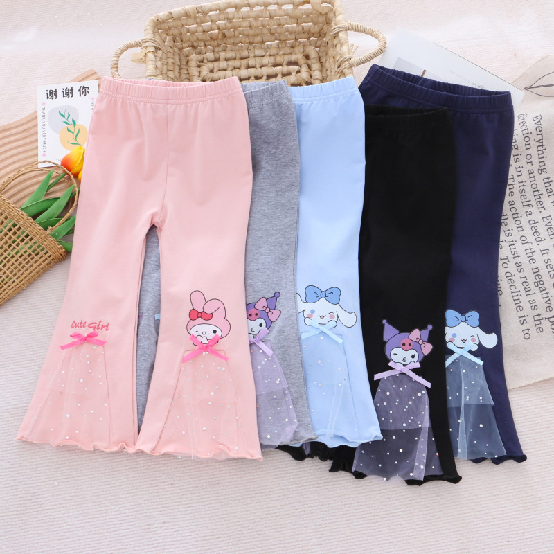 Disney's Frozen Elsa Princess kids designer clothes Children's Leggings Bell Bottom Pants Princess Cartoon Print Girl Long Pants Princess Pr