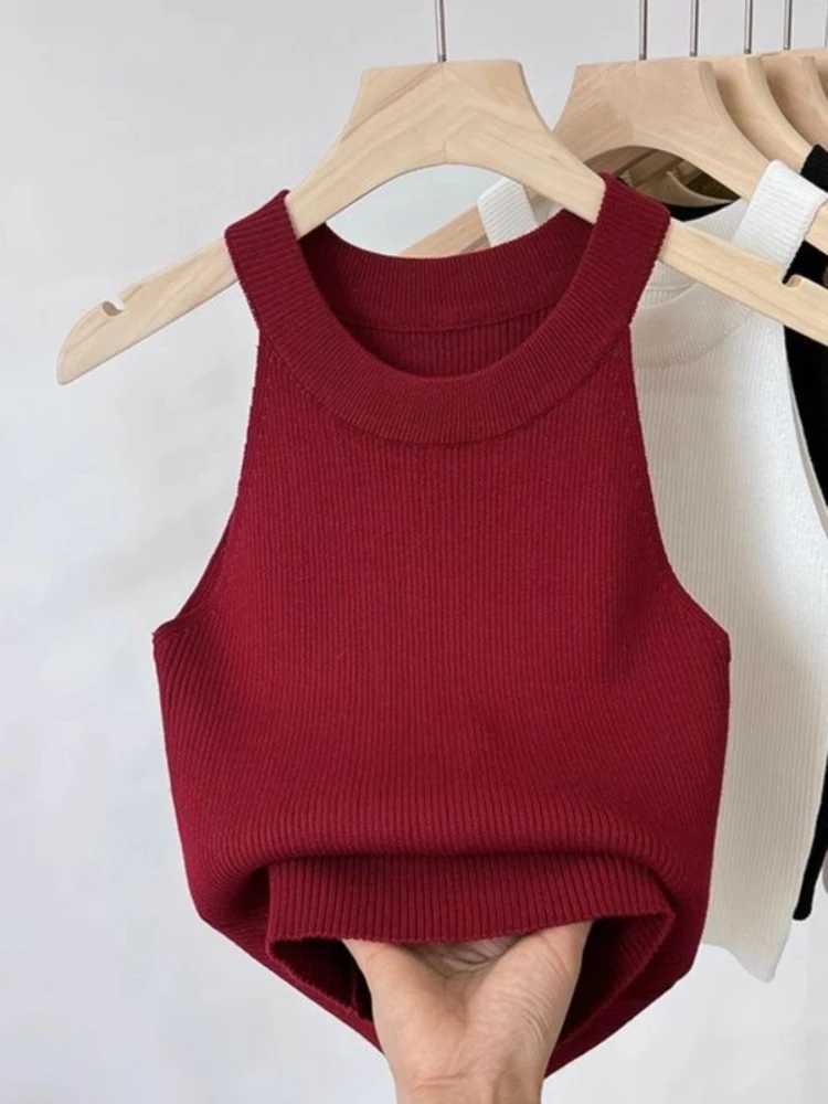 AOSSVIAO Women Solid Round Neck Ribbed Tank Top Camisole Women Summer Basic Elastic 2025 O Neck Solid Tank TopXJ250508