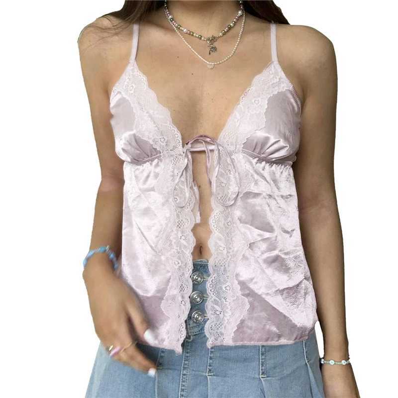 Xingqing 2024 summer lace close fitting vest top beige pink womens sleeveless V-neck slim fit vest top sweet sexy fashionable sweet crop topXJ250508