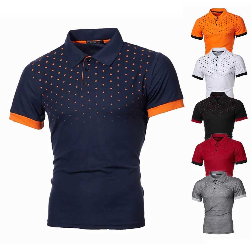 Summer Mens Solid Color Polo Shirt Mens Slim Fit T-shirt Polo Fashion Breathable Short Sleeve Top Z250509-1