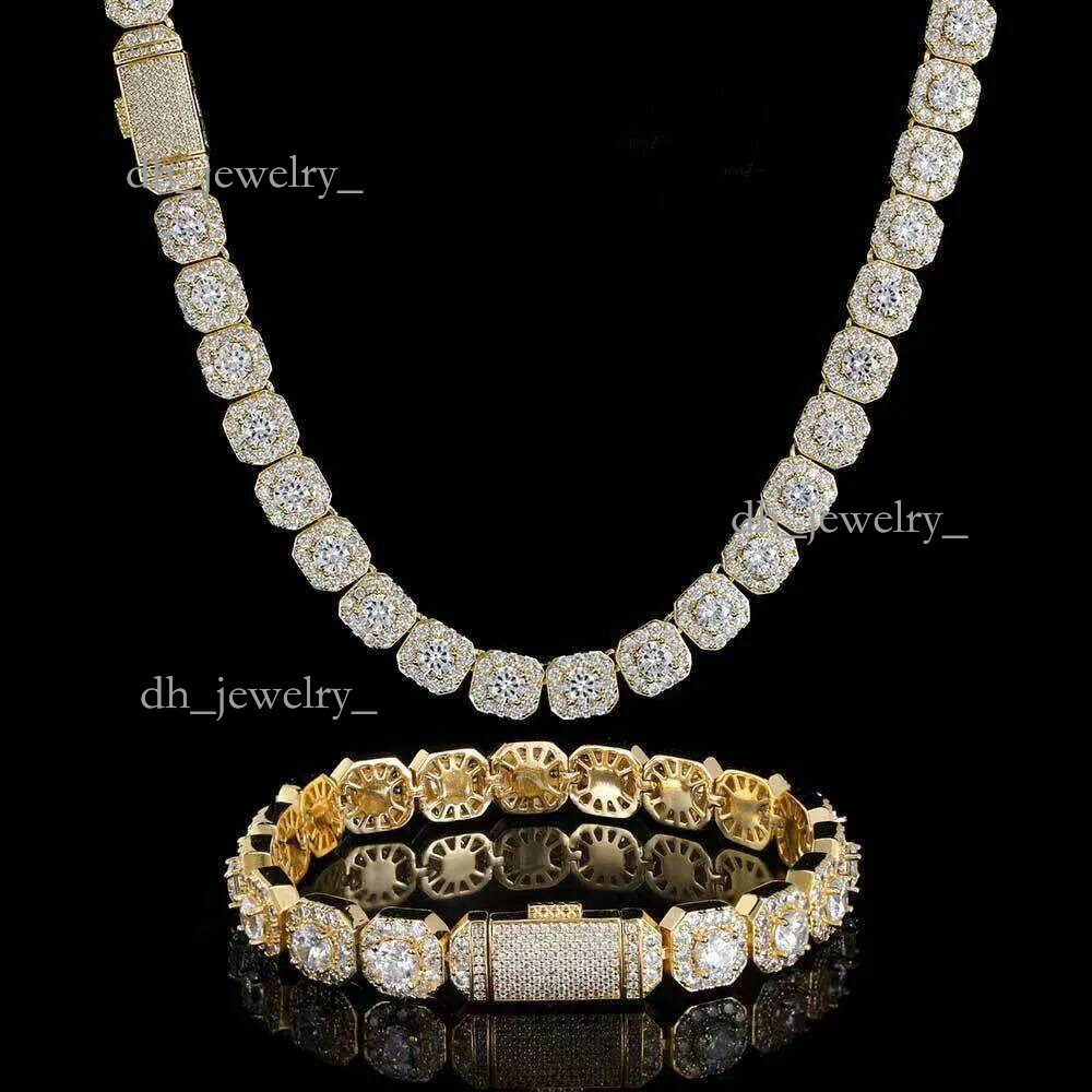 Necklace bracelet Moissanite Dia Custom Vvs Cuban Link S Sier 10mm Large Tennis Chain Solid Back Hiphop