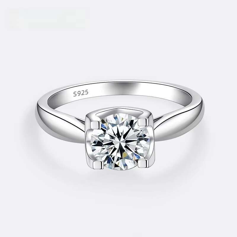 OEM Wholesale Promise Marriage Minimalist Stone Ring Stylish Thumb Pure Silver Women Wedding Moissanite Engagement Rings