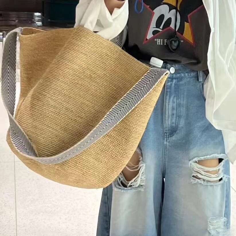 Beach Bag Large Capacity Woven Women S Versatile Hand Hook Lafite Grass Tote Crossbody Vacation Beach Bag Hand Held Bill Of Lading Shoulder Bag KQ