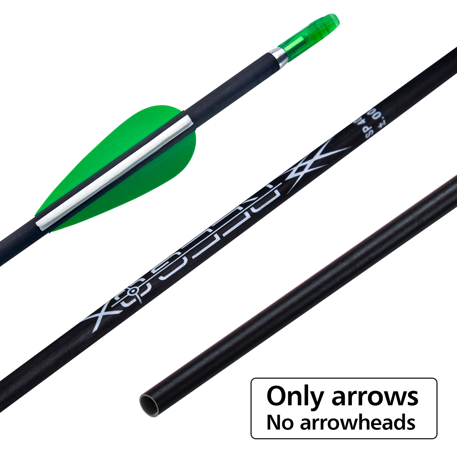 Archery Arrows without Arrow Heads Spine350-1500 31inch Targeting Arrows 4.2mm Hunting Arrows Carbon Practice Arrows for Recurve Bow & Compound Bow Gr