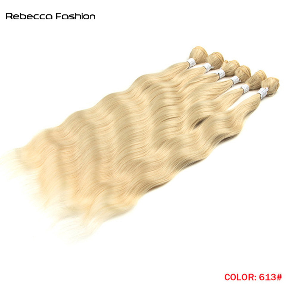 Rebecca Fashion Hair Loose Deep Water Wave Hair Bundles Synthetic Hair Extensions Ombre Blonde Weave Bundles 6Pcs/Pack 20inch Free Shipping