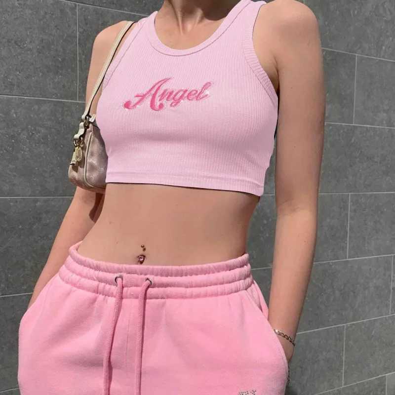 Sexy angel letter knitted vest womens top nude striped top casual sleeveless top strapless top strapless topXJ250508