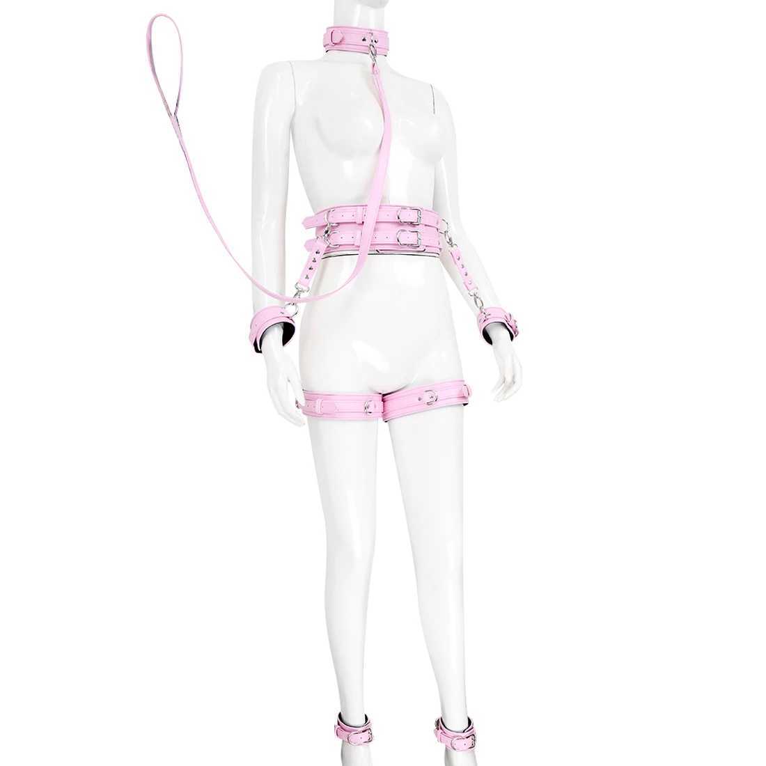 Puppy play SM Bondage Kit Collar Waistband Wrist cuffs Ankle brace Thigh cuff Adult Games Restraints Handcuffs Sex Toys W250509