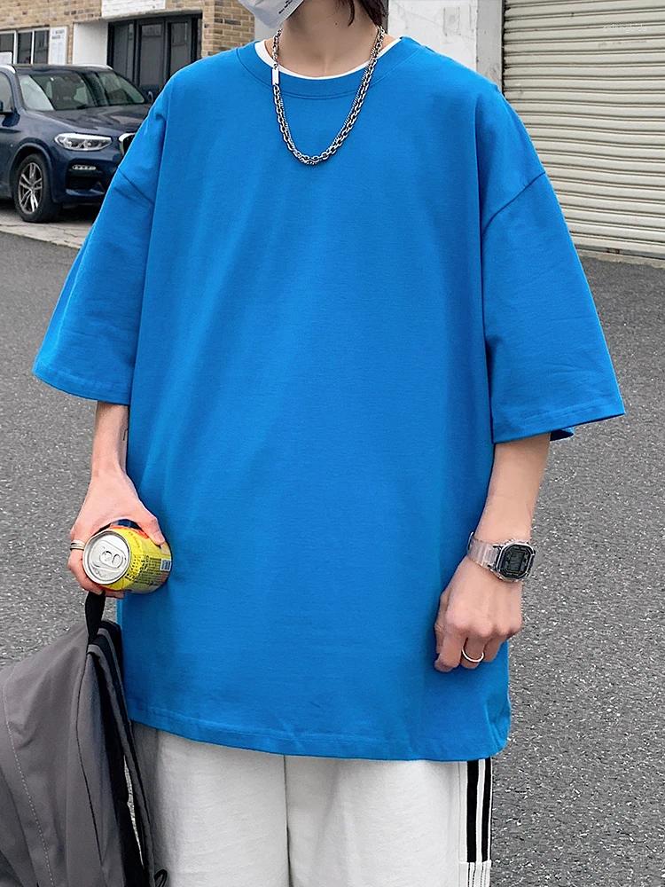 Men's T Shirts Summer Oversized Shirt Men Women Unisex Korean 210G Cotton Short Sleeve Basic Tee Loose Tops Solid Color Hip Hop Tshirts