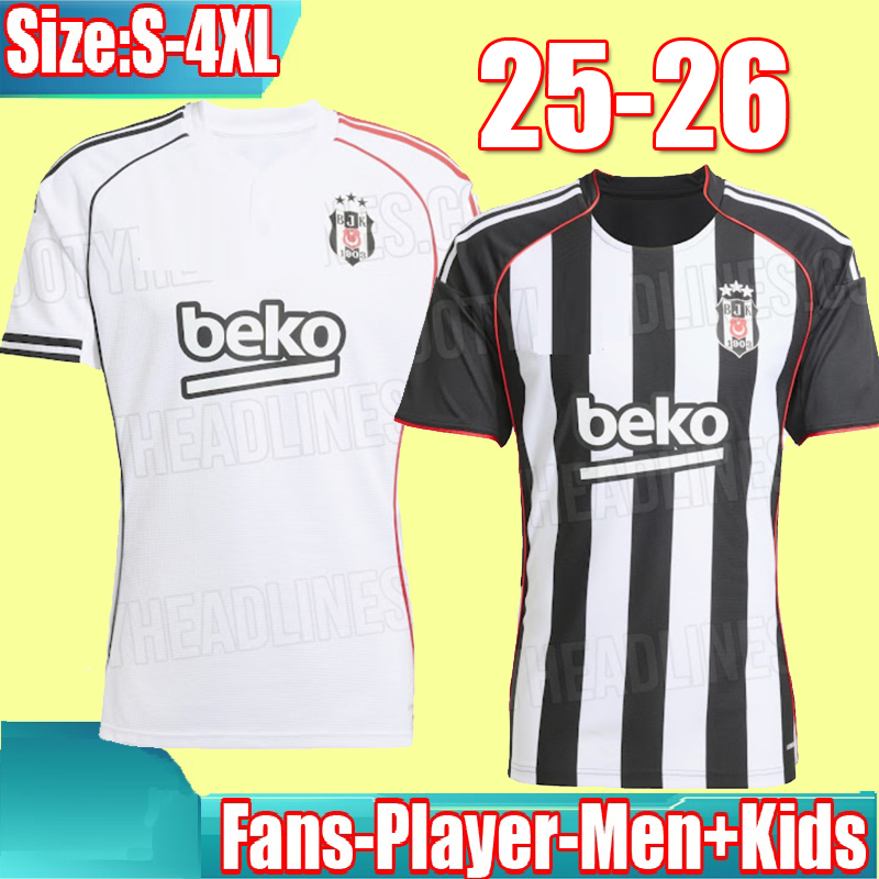 S-4XL 25 26 Besiktas Home Away Soccer Jerseys 2025 2026 RASHICA SEMIH GABRIEL IMMOBILE J. MARIO NECIP ZAYNUTDINOV MASUAKU RAFA Football kit shirt