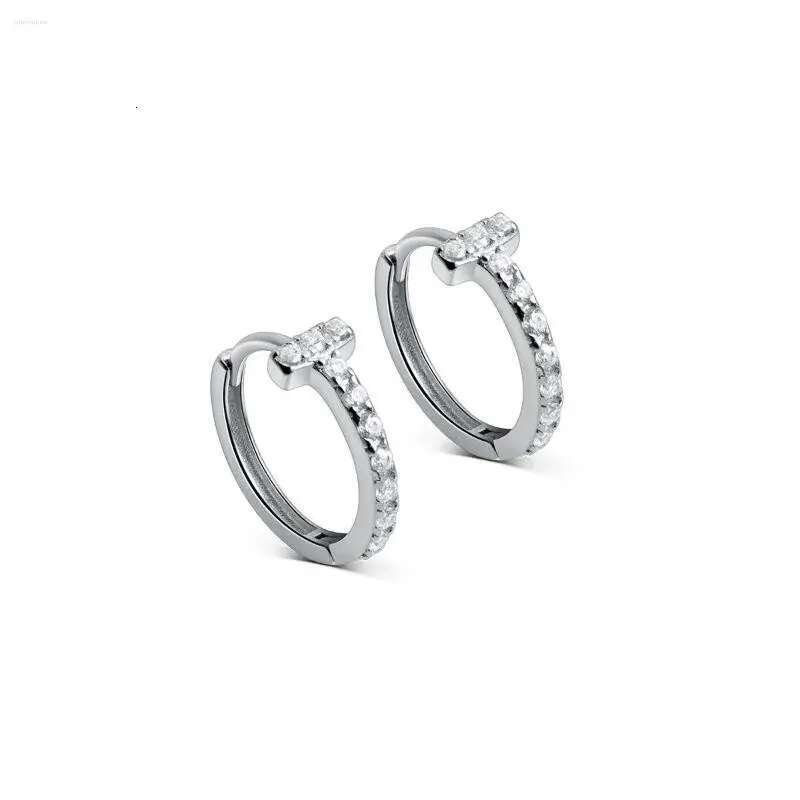 Stud Earrings Sterling Sier Fashion Sweet Tiny T-shaped Diamon Ear Buckle Exquisite Dias Gift For Girls Kids Lady designer bag