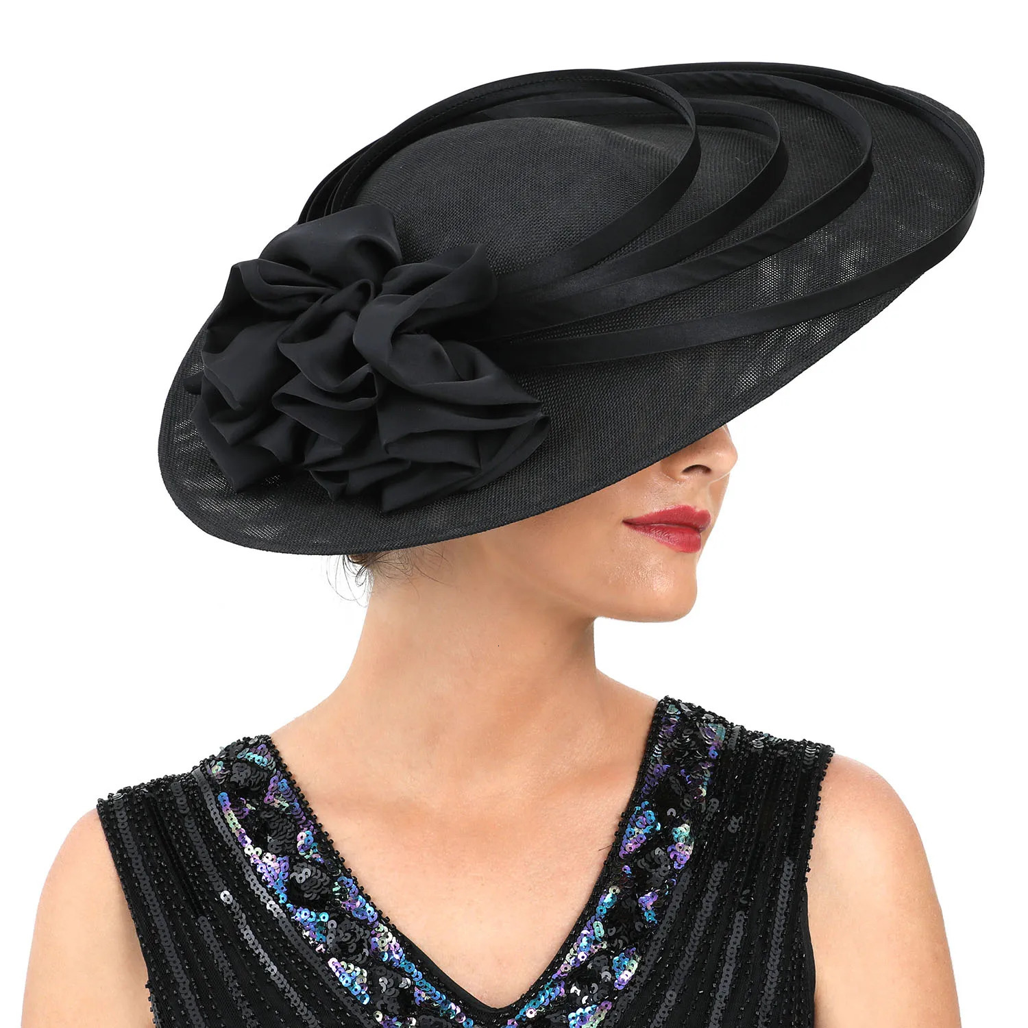 Fancy Christmas Sinamay Fascinator Perfect Wedding Hat Unique Derby Party Hat Fashion Top Church Hats Bride Fascinators Female 250509