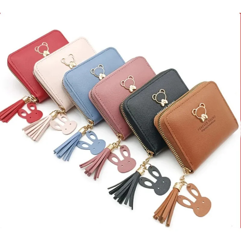 Little Bear Decoration Womens New Fashion Short Coin Purse Card Holder Small Ladies Wallet Female Hasp Mini Clutch R250508 Y260206