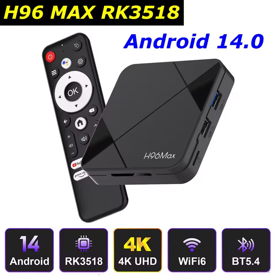 Android 14 TV BOX H96 MAX RK3518 2GB 8GB 16GB Support 4K Ultra HD 3D Wifi6 BT5.4 Verbal Control Media player Set top box