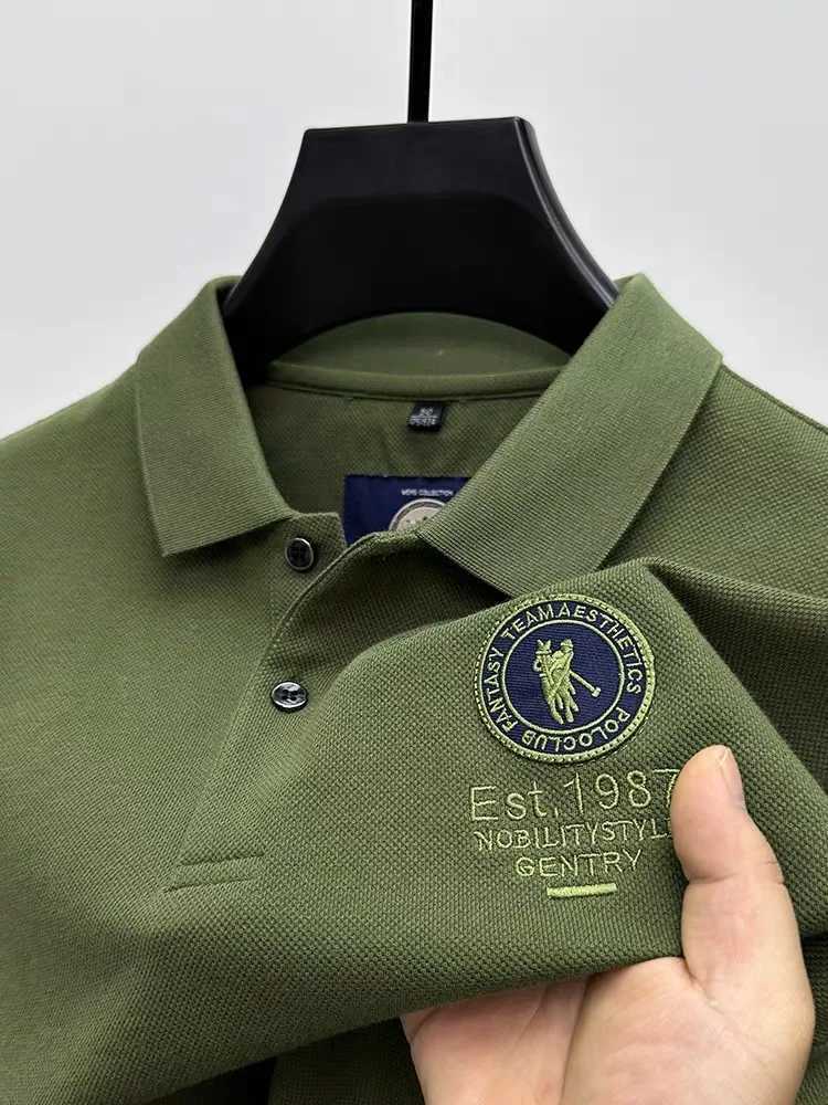 100% Cotton Mens Polo Shirt Short Sleeve Exquisite Embroidered Brand lapel T-shirt 2024 Summer New Breathable Casual Top Z250509-1