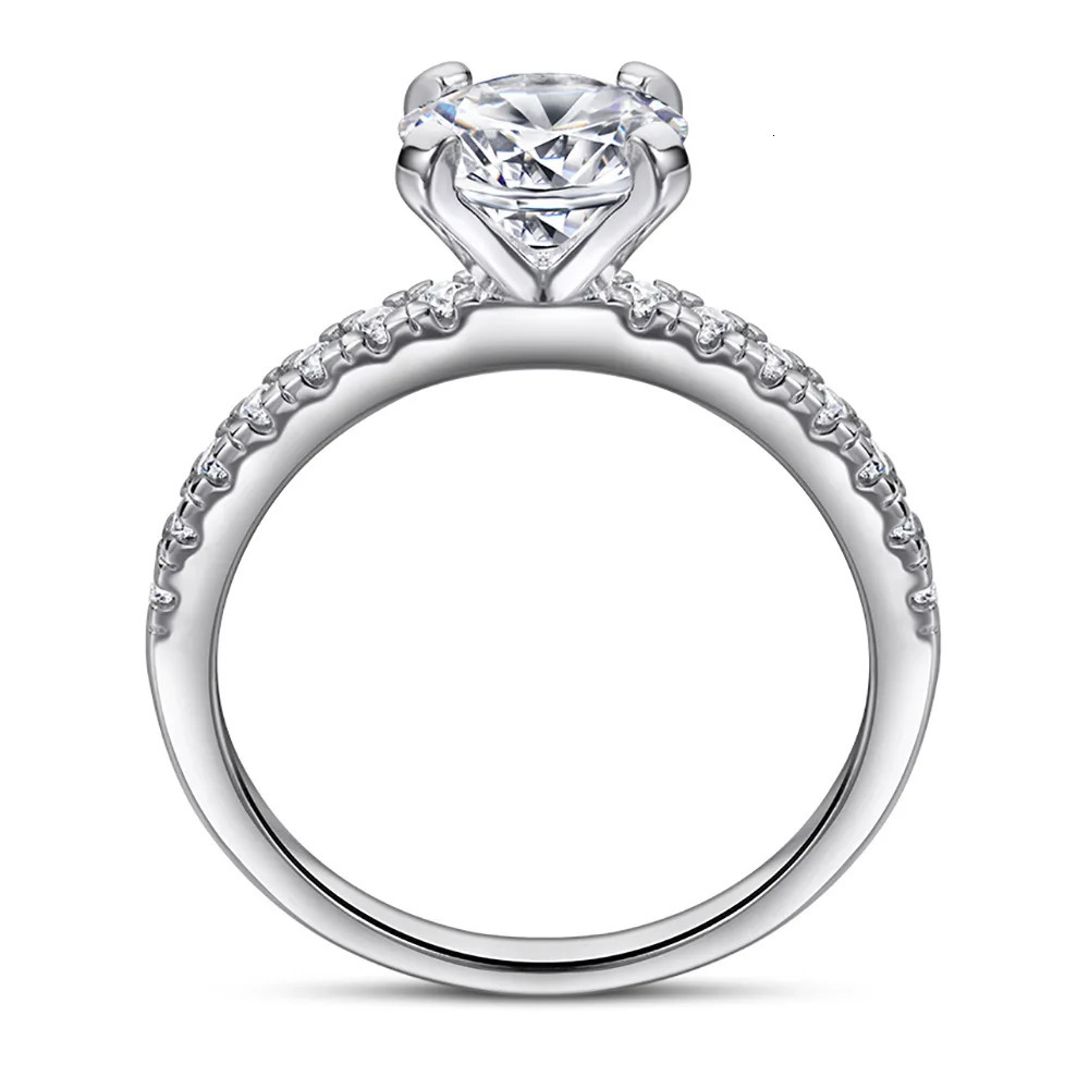 WUIHA Real 925 Sterling Silver Rose Gold Round 7MM VVS1 White Sapphire Created Ring for Women Gift Drop 250509
