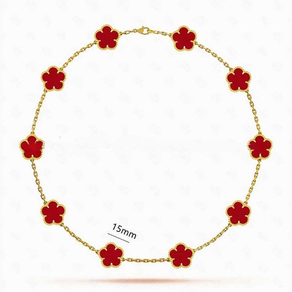 10 Wer Necklaces Designer For Women Stainless Steel Plated Gold Jewelry Woman Mother Of Pearl Four Leaf Clover Necklace Daily Outfit Christmas Gift