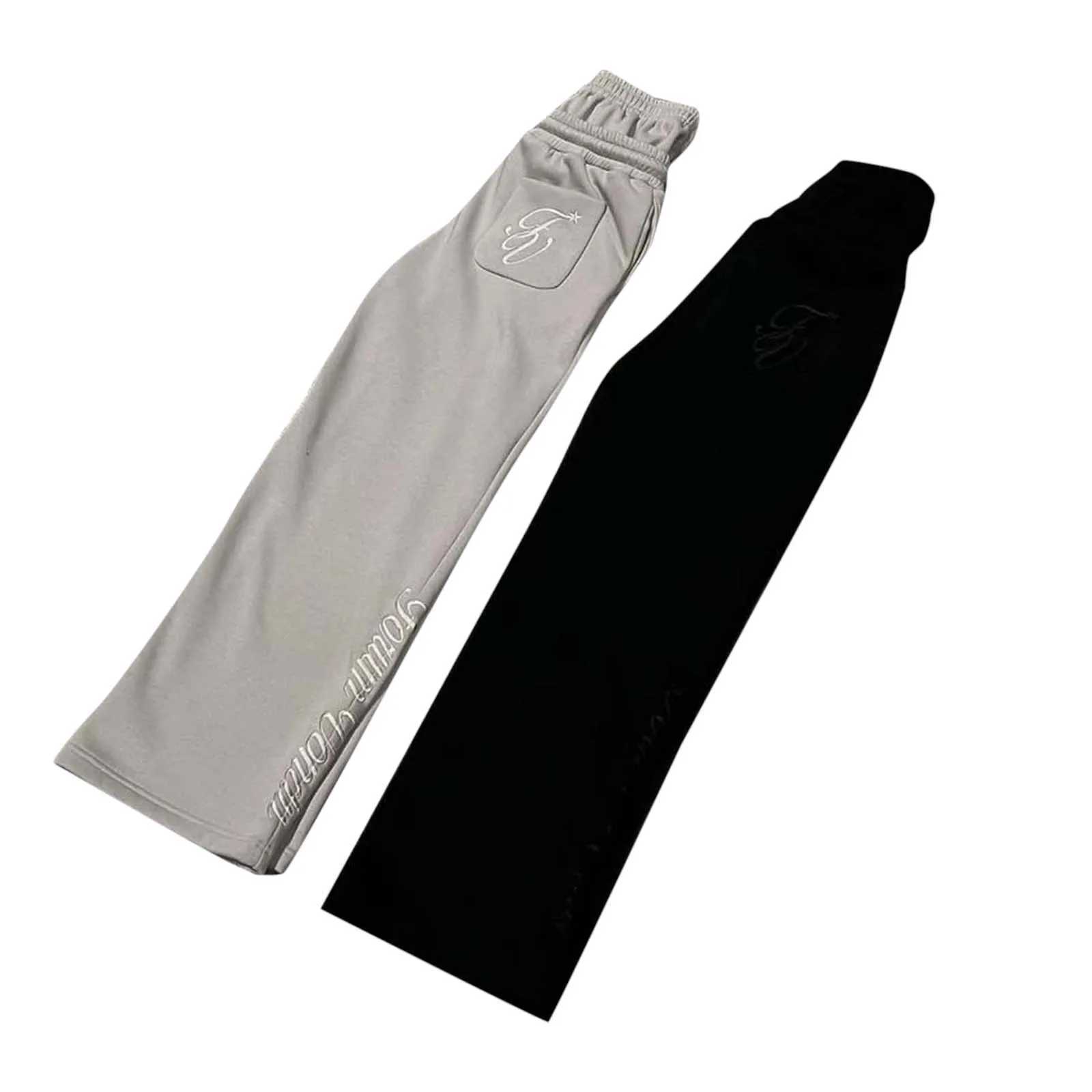 Double Waisted Men Baggy Sweatpants Streetwear Drawstring Wide Leg Pants Star Letter Loose TrousersT250509