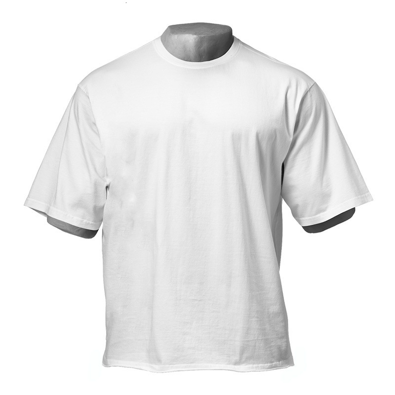 Plus size solid color blank loose fitting fitness exercise short T-shirt for breathable trend men's half sleeved shirt